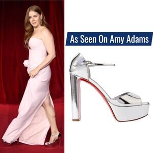Christian Louboutin Sandaloo 130 Mirrored Platform Sandal Silve Size 38